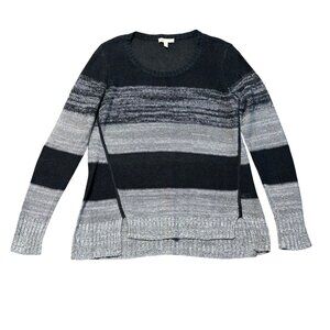 Eileen Fisher Womens Sz XS Organic Linen Striped Sweater Long Sleeve